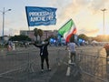 Catania, Sicily, Italy Ã¢â¬â October 2, 2020: Lega far right supporter during an politica event in Catania